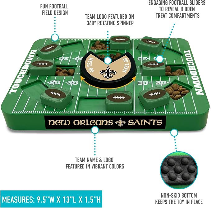 Pets First NFL NEW Orleans Saints Large Puzzle Toy, Dog Puzzle Treat Toy, New Large Size, Interactive Dog Treat Toy, Dog Slow Feeding Toy