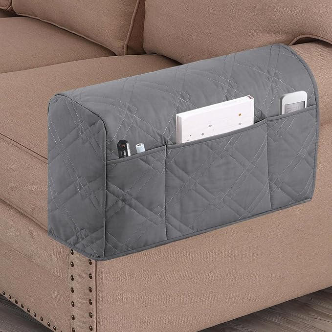 2-Pack Waterproof Armrest Covers for Couches & Chairs – Anti-Slip Furniture Protectors with Side Pockets, Washable Sofa Arm Covers, Universal Stretch Fit (Fits Most Armrests) (Dove)