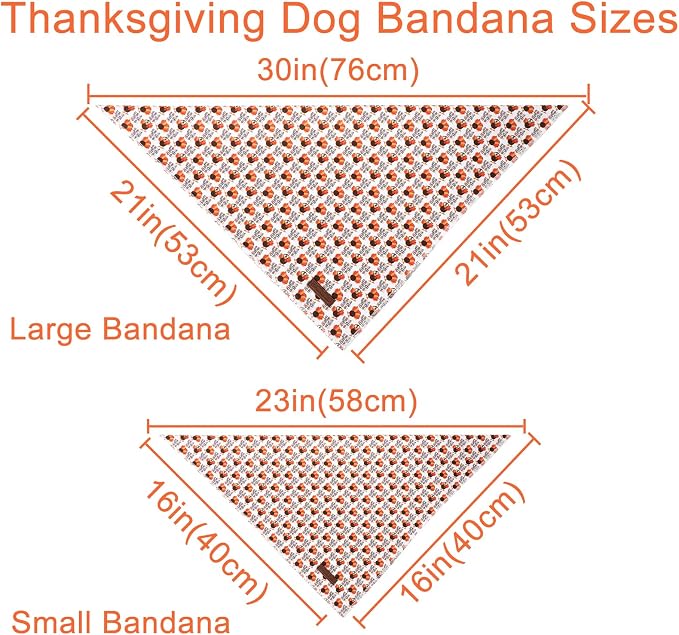 Thanksgiving Dog Bandana, Triangle Bid Scarf with Turkey Pattern, Cotton Pet Kerchief for Girl Boy Dogs or Cats, Cute Puppy Bandana, Fancy Thanksgiving Gifts for Dogs