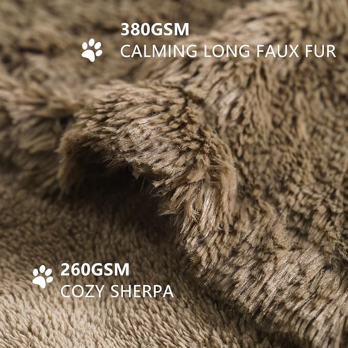gogobunny Waterproof Dog Blanket for Couch & Furniture Protection - Super Soft Reversible Throw for Large Dogs & Cats, Calming Washable Fur & Sherpa Pet Blanket (33x77 Inch, Stone)