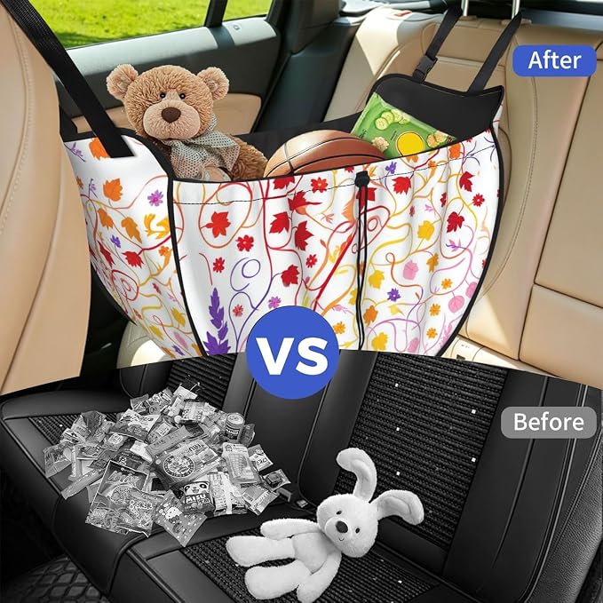 Color Vine Car Seat Organizer-Backseat Storage Bag for Travel | Waterproof Durable. Holds Snacks Gear Essentials. Fits Most Cars.