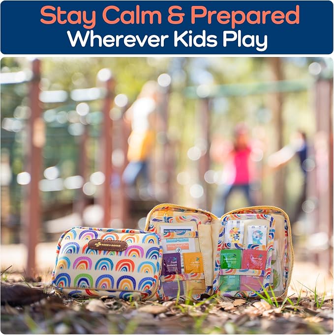 KeepGoing Travel First Aid Kit for Kids, 130 Pc. TSA-Approved Travel Size | Toddler First Aid Kit, Mini First Aid Kit for Car, Home, Purse, Diaper Bag & Backpack, Latex-Free Bandages