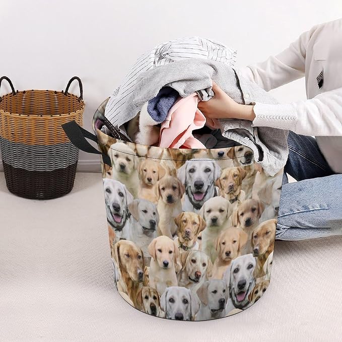 Labrador Dog Lover Gifts, Cute Labrador Print Laundry Basket, Dirty Clothes Basket, Foldable Waterproof Storage Basket for Bedroom Bathroom, Large Storage Basket for Labrador Mom Dog Owner