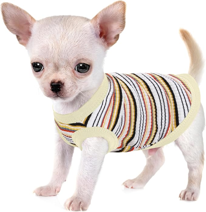Elevate Your Pet's Comfort and Fashion: Premium 100% Cotton Rib Dog Shirt Vest for Small Breeds Like Chihuahuas, Yorkies, and Puppies .Year-Round Style with Tank-Style Puppy Attire White XX-Large