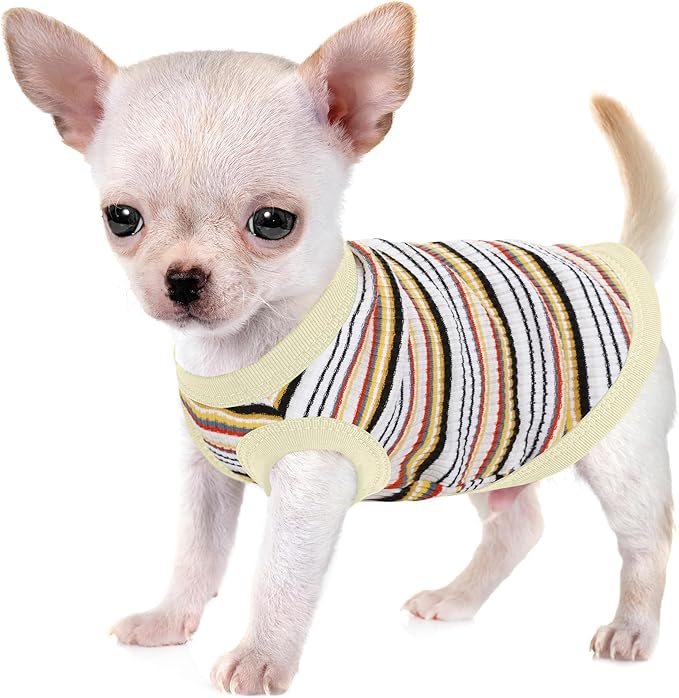 Elevate Your Pet's Comfort and Fashion: Premium 100% Cotton Rib Dog Shirt Vest for Small Breeds Like Chihuahuas, Yorkies, and Puppies .Year-Round Style with Tank-Style Puppy Attire White Large