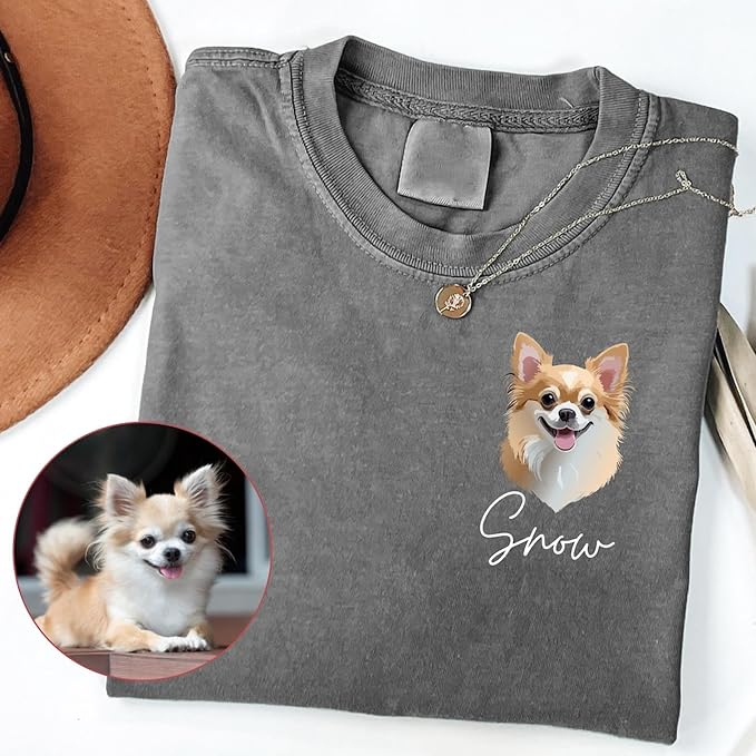 Personalized Dog Portrait Hoodie, Custom Pet Photo Sweater Shirt for Women, Dog Mom Hoodie, Customized Cat Potrait Sweatshirt, Pet Owner Gifts, Gift for Dogs Cats Lover DS02