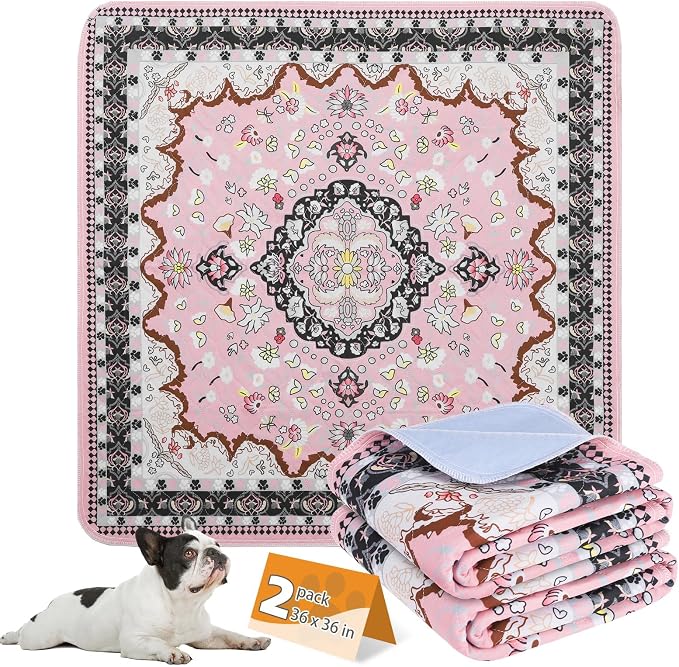 Washable Pee Pads for Dogs, 2 Pack Super Absorbent Reusable Puppy Training Pads Waterproof, Nonslip and Leak-Proof Dog Pee Pads, Large Pet Mats Whelping Pads for Floor, Crate, Couch, 36"x36"