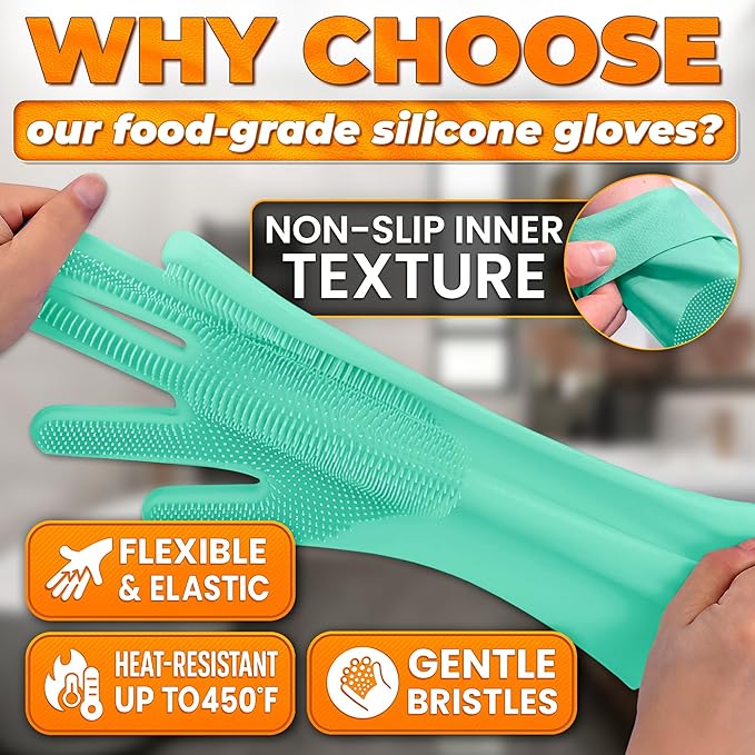 Cat & Dog Shampoo Gloves with 3000 Soft Bristles | 2-in-1 Dog Bath Gloves for Massage, Grooming & Clean Wet or Dry