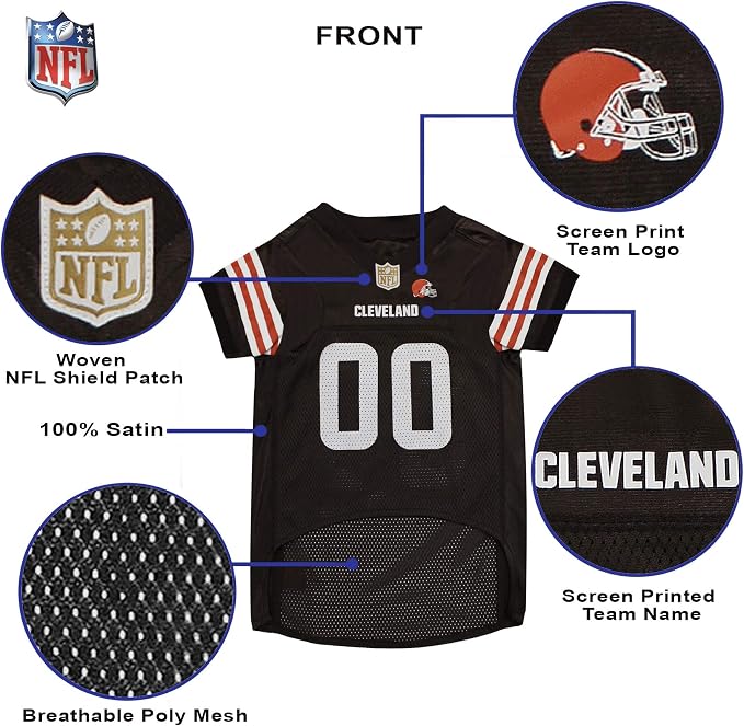 Pets First NFL Cleveland Browns Dog Jersey, Size Large, Football Shirt Costume for Pet, Dog Sports T-Shirt, NFL Team Clothing for Cats, Licensed Pet Apparel Available in 7 Sizes and 32 Teams