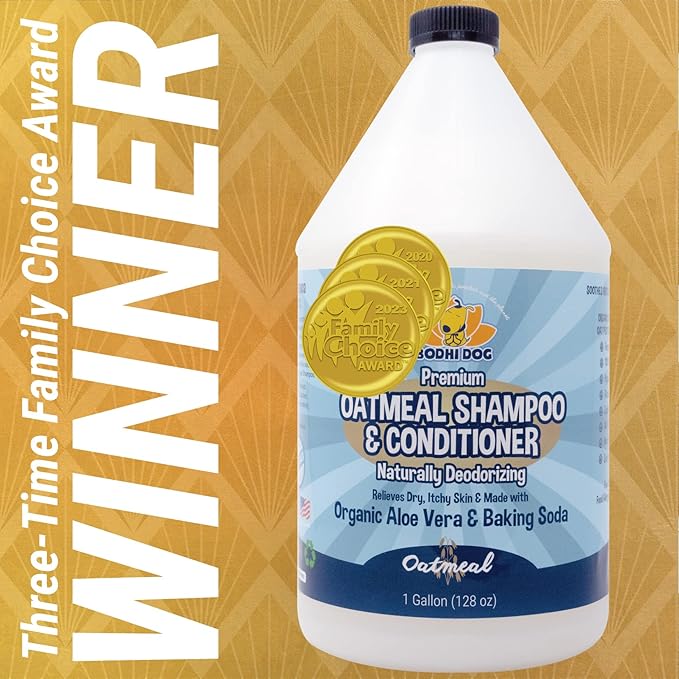 Bodhi Dog Natural Oatmeal Dog Shampoo & Conditioner - Hypoallergenic Formula - Naturally Deodorize Dogs, Cats & Pets - Moisturizes Dry, Itchy & Sensitive Skin - Made in USA (1 Gallon)