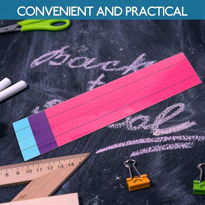 Homoyoyo 3pcs Magnetic Sentence Strips with Unique Lined Design and Magnetic Paste for Blackboards and Desks for Whiteboard and Fridge Organization