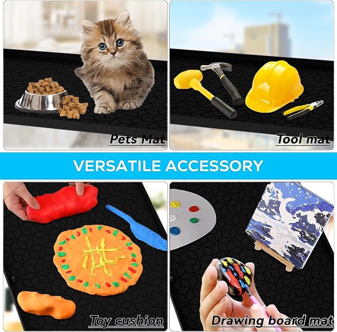 Under Sink Mat, 14"x22" Under Sink Mats for Kitchen, Silicone Waterproof Under Sink Liner, Sink Cabinet Organizer Tray with Drain Hole