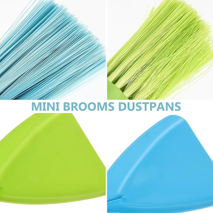 Abaodam 2 Sets Mini Brooms and Dustpans for Pet Cage Cleaning, Plastic PVC Material, Easy Storage, Gentle on Hands, for Hamster and Guinea Pig Cage Dust Removal Random Color