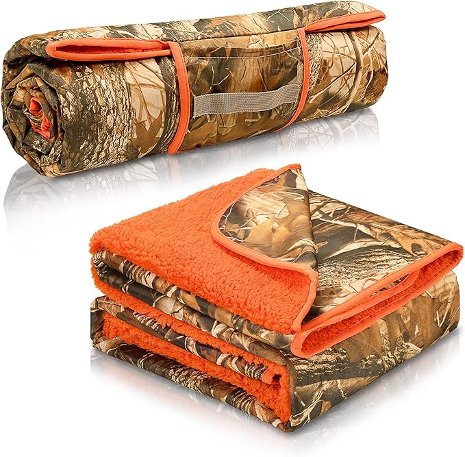 Tirrinia Waterproof Outdoor Blanket with Sherpa Lining, Windproof Foldable