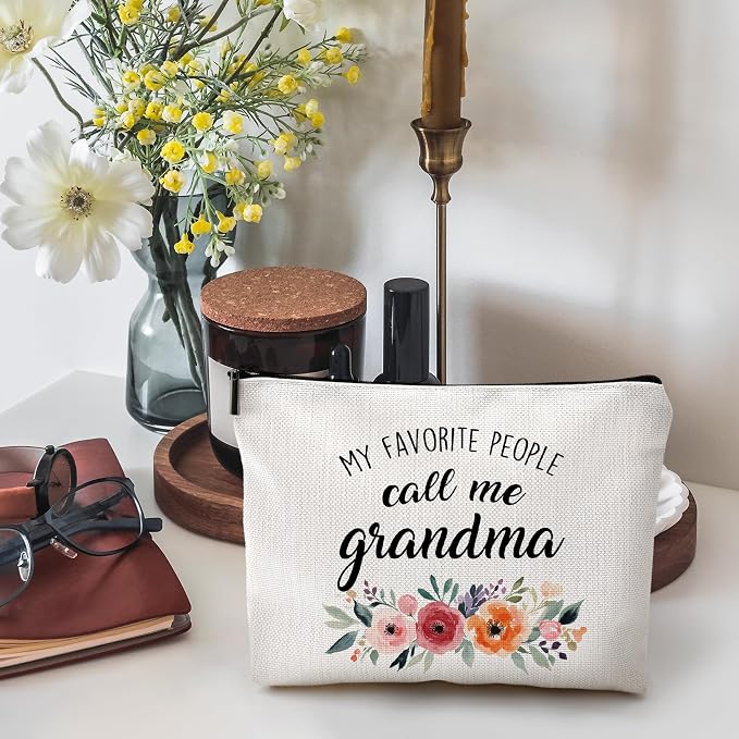 DILSJ Grandma Gifts Makeup Bag, Grandma Gifts For Christmas From Grandson Grandkids Cosmetic Bags For Women, Grandmother Gift Zipper Makeup Pouch Travel Organizer Toiletry Bag
