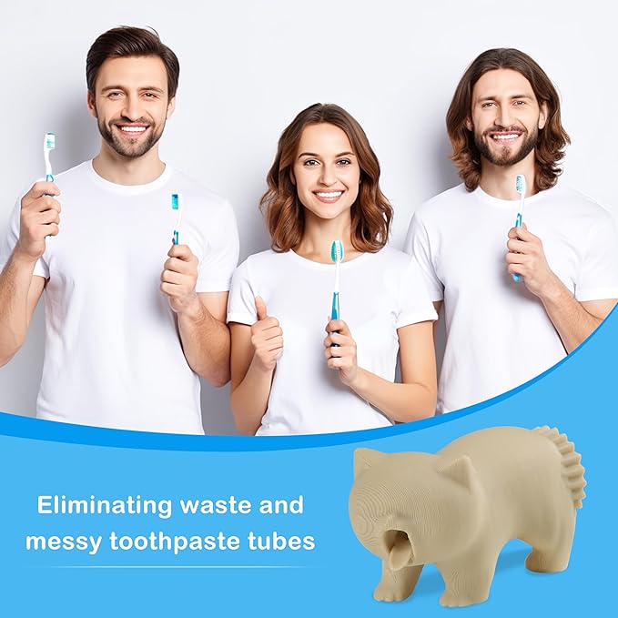 Gag Gifts - 1 PC White Elephant Gifts, Toothpaste Dispenser, Toothpaste Squeezer, Pranks 3D Printed Self Closing Toothpaste Caps Bathroom Accessories for Bathroom Toothbrush Holders for Cat Lovers
