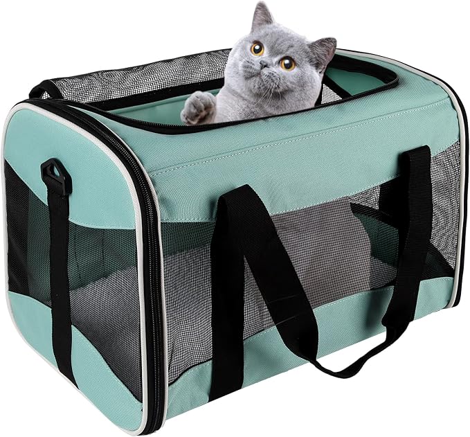 Cat Dog Carriers Soft-Sided Pet Carrier Large Cats for Medium Big Cat Small Dog Puppy up to 16lbs TSA Airline Approved Animal Collapsible Cat Carrier Carriers Travel Carrier Cat Bag (17x11x11)