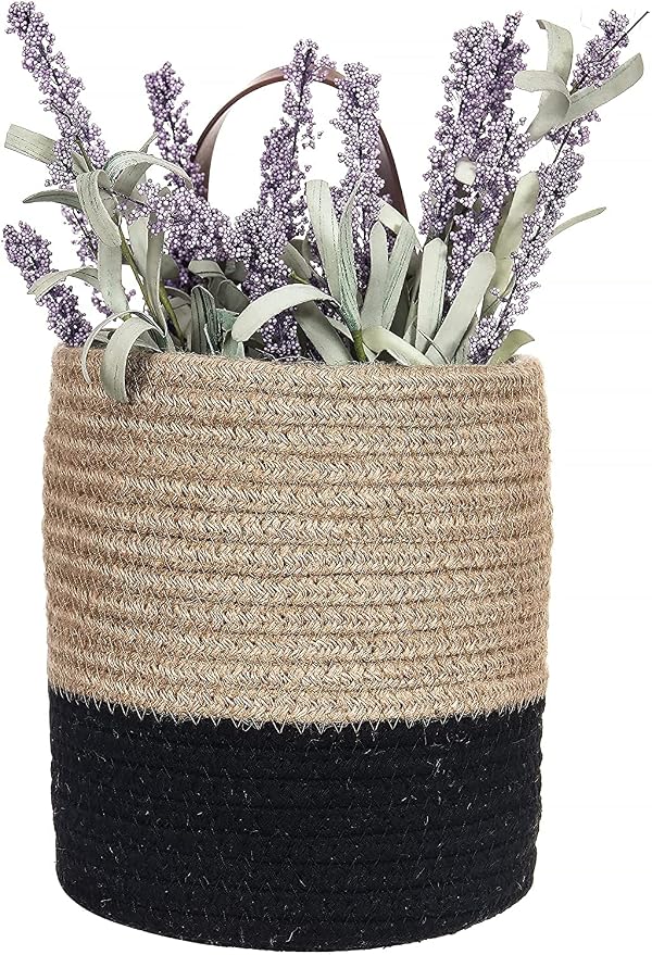 Wall Hanging Storage Basket, Woven Plant Holder for Organizing, 6.3” x 7" | Small decorative basket for towels, and toys, flowers. Hanging storage organizer for wall decor and home organization.