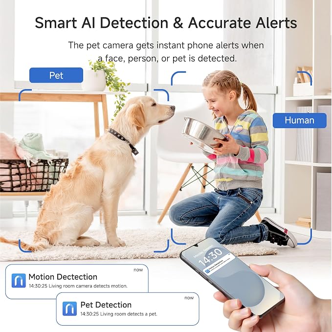 Noorio 2K Indoor Camera Wireless, Baby Monitor Pet Camera, 2-Way Audio | 360-Degree for Home Security/Smart Motion Tracking, Phone App, IR Night Vision, Siren, Compatible with Alexa, CS201