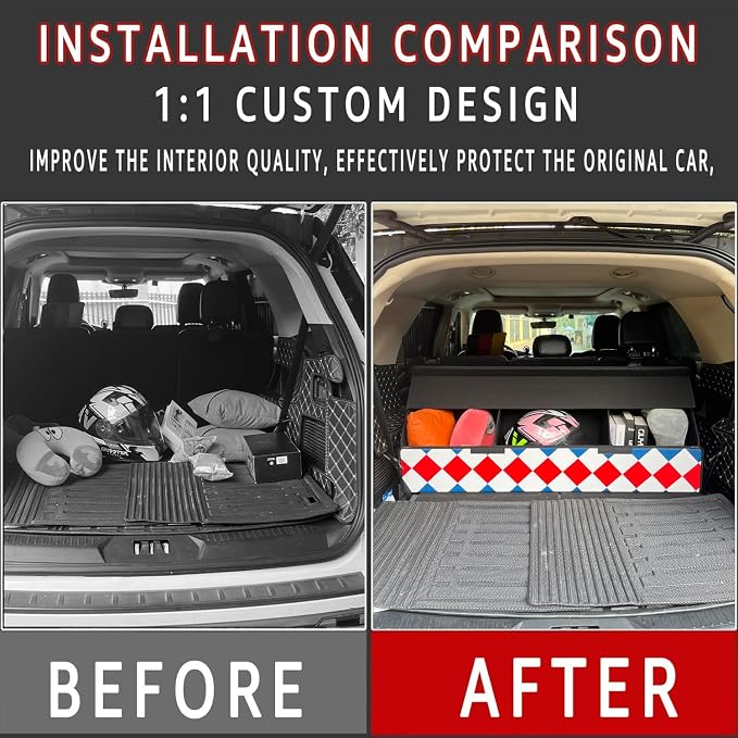 Car Trunk Organizer for For Ford Escape - Custom Fit,Easy Installation，Large Space Outdoor Trunk Organizer with Leather,Hook and Loop Fastener,4-Layer Cover,For Ford Escape 2020-2025