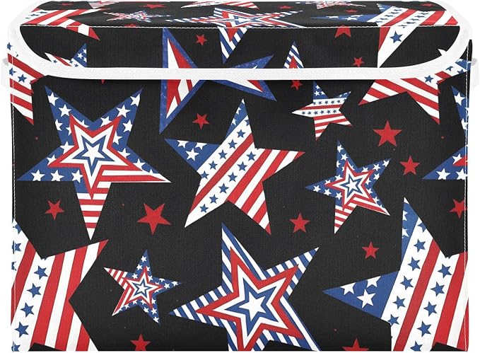 American Star Fabric Storage Bins Organizer Cubes and Carrying Handle | Decorative Storage Boxes, Foldable & Stackable, Dust-Proof Flip Top, Reinforced Handles, For Home & Dorm, Clothes & Toy Box