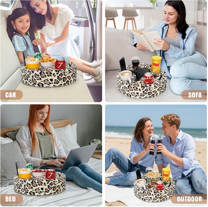 INNO STAGE Couch Cup Holder Pillow | Sofa Caddy Buddy Cupholder Organizer, for Bed Rv Tv Car Man Cave Boat Remote Snacks Drink, Gift for Couch Potato,