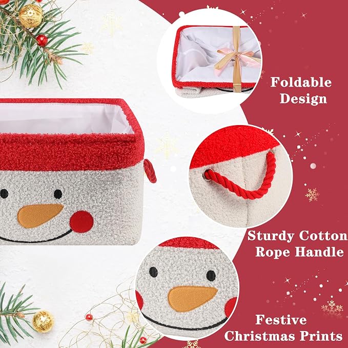 Christmas Gift Basket, Large Red Collapsible Storage Basket with Handles, Empty Holiday Basket for Gifts, Blankets, Baby Items and Home Christmas Decorations