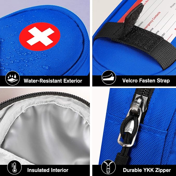 SITHON EpiPen Medical Carrying Case Insulated Medication Organizer Bag | Emergency Medical Travel Pouch Holds 2 EpiPens, Asthma Inhaler, Anti-Histamine, Auvi-Q, Allergy Medicine Essentials