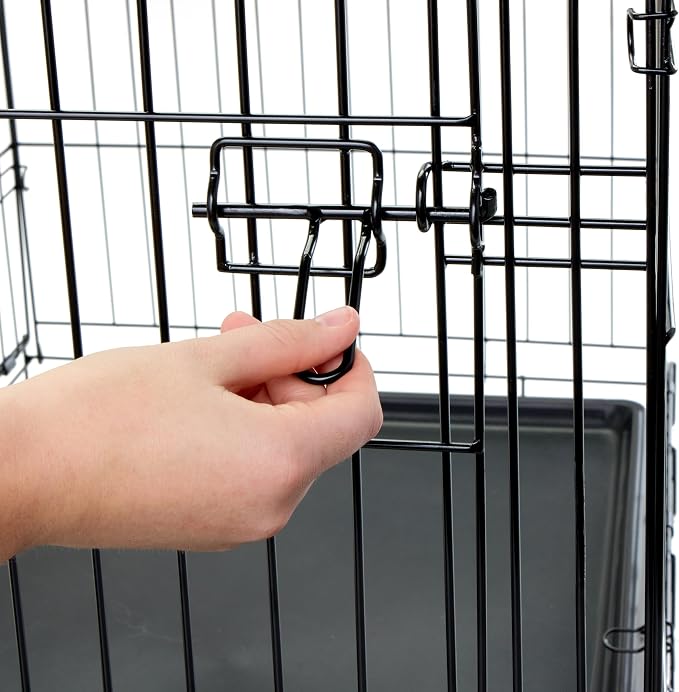 Carlson Pet Products Double Door Metal Dog Crate with Divider, Extra-Large 48" Dog Crate for Large Dogs, Foldable Collapsible Dog Kennel with Removable Tray, Wire Dog Cage for Training & Travel