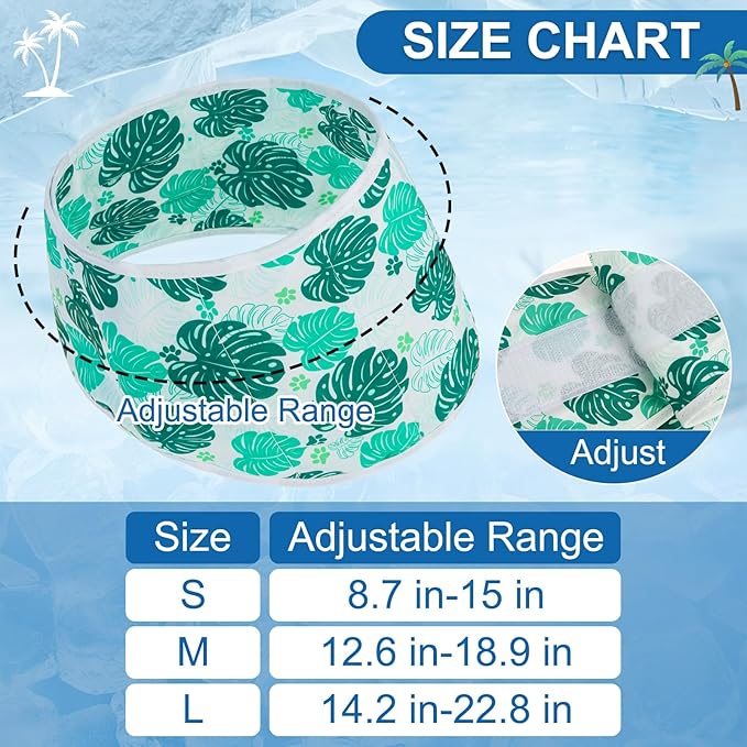 BEAUTYZOO Dog Cooling Bandana for Medium Large Dogs, 2 Pack Instant Cooling Bandanas Breathable Cooling Ice Towel Neck Wraps, Pet Scarf Keep Dogs Cool in Hot Summer,Leaf S