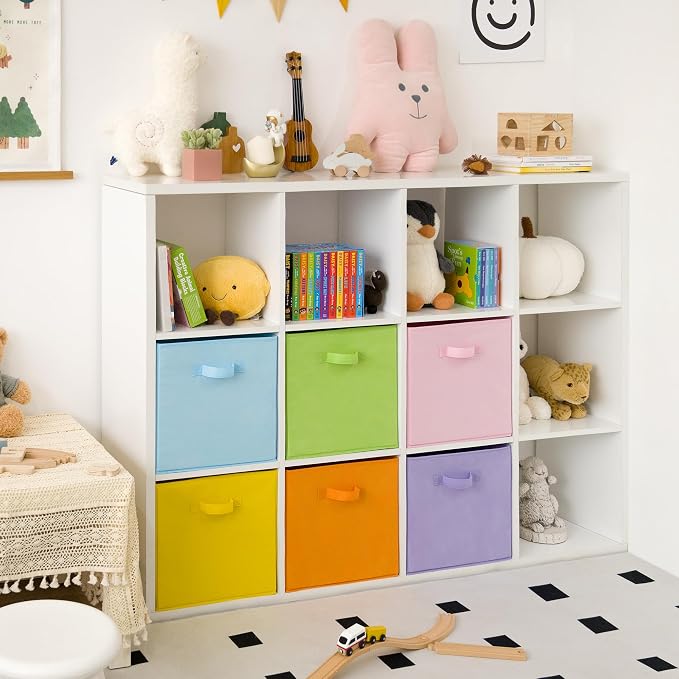 GRANNY SAYS 13 Inch Cube Storage Bins, Pastel Color, 6-Pack | Collapsible, Colorful Fabric Storage Bins with Thickened Base Plate, Sturdy Handles, Decorative Baskets for Shelves, Closet