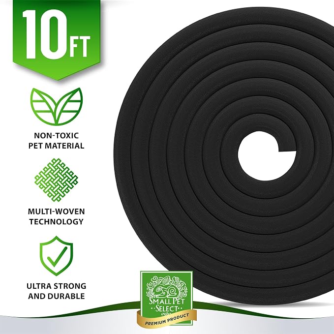 Small Pet Select Heavy Duty Cord Cover, Cable Protector, Black, 10 ft | Ultra-Durable Wire & Cord Protector, Cord Management, Chew-Resistant, For Rabbits, Dogs, Cats & Small Pets