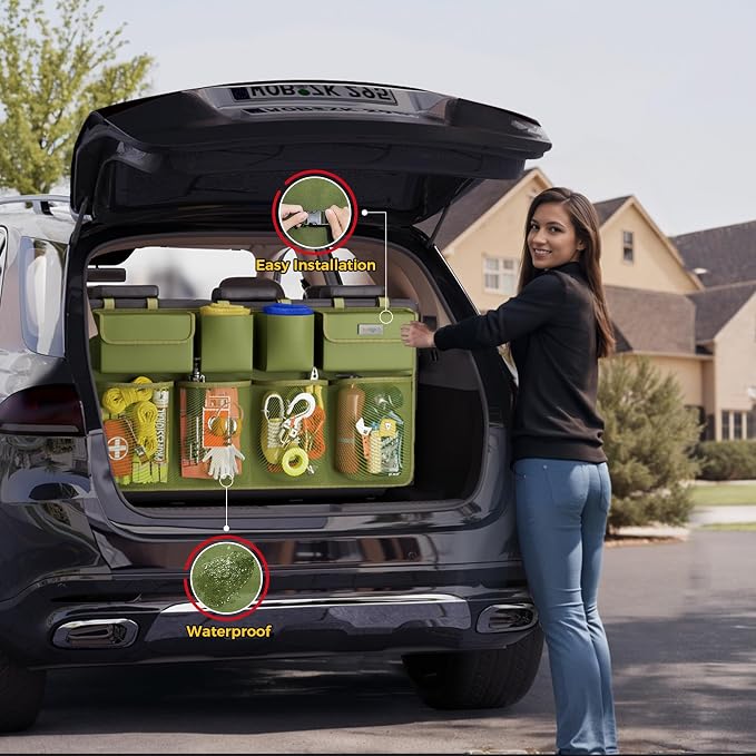 SURDOCA Car Trunk Organizer, LARGE CAPACITY Car Storage Bag with 8 Pockets, 7X Upgraded Trunk Storage Organizer for Car, SUV, Truck, MPV | for SUV