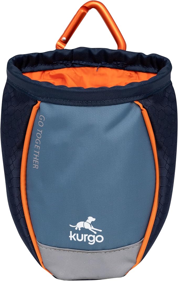 Kurgo Go Stuff It Dog Treat Bag, Training Treat Pouch Bag for Dogs, Treat Pouches for Pets, Hands-Free Pouch Waist, Reflective, Includes Carabiner, MOLLE-Compatible (Navy Blue) | MOLLE-Compatible Training Pouch with Drawstring Closure, Zippered Storage...