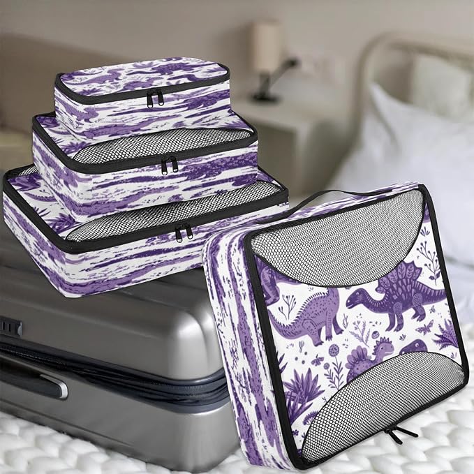 Dinosaurs Packing Cubes for Travel, Luggage Packing Organizers, Cute Cartoon Dino Travel Accessories Large Toiletries Bag for Clothes Shoes Cosmetics Toiletries