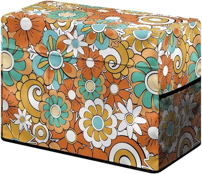 Hippie Flower Sewing Machine Cover with Storage Pockets,Dust & Pet Hair Protection,Fits Standard Singer, Brother and Janome Machines, Protecting & Decorating Your Sewing Space Mandala