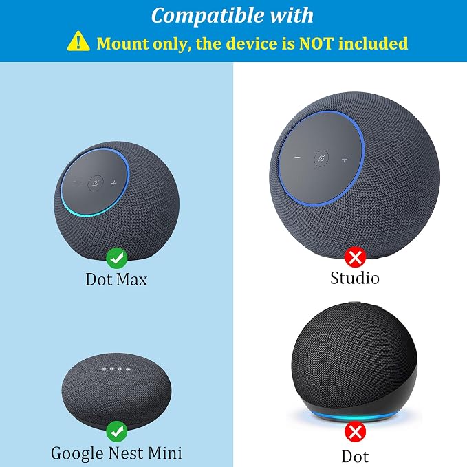 PlusAcc Wall Mount for Dot Max & Nest Mini, No Drilling Needed, Graphite