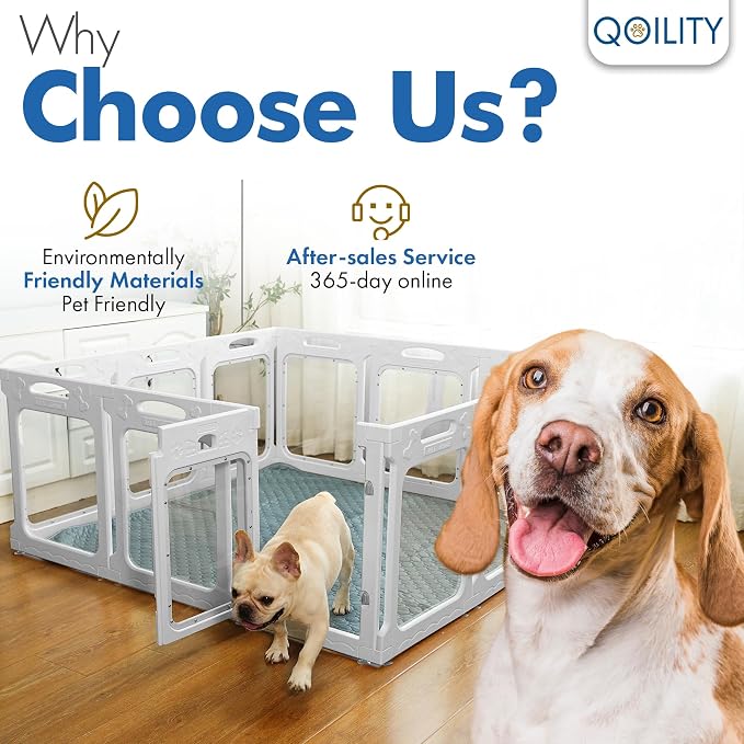 Clear Acrylic Indoor Dog Playpen, 30" H, 10 Panels, White | Open View, Modern Home, No Climbing Bars, Tool-Free Setup, For Puppies & Small Dogs