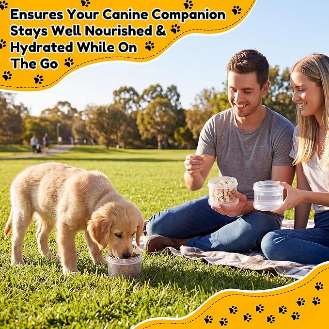 4 Layer Travel Dog Food Container Mini Dog Treat Jars Leakproof Stackable with Label and Pen for Customizing Portable with Lanyard for Outdoor Walking Camping Travel Training Home