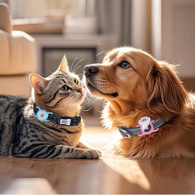 Smart Pet Tracker Holder for Pets - Waterproof QR Code Silicone Case, Durable Collar Attachment for Cats & Dogs, Easy Tracking Accessory (Rose Madder, m)