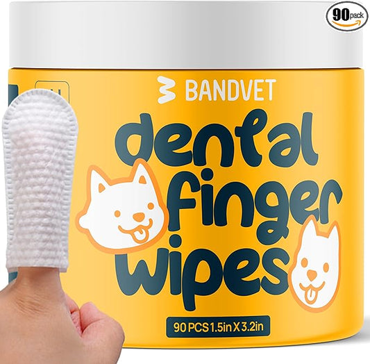 Pack of 90 Dog Teeth Cleaning Wipes - No-Rinse Dog Toothbrush & Effective Dog Dental Wipes (1.5 x 3.15 in)