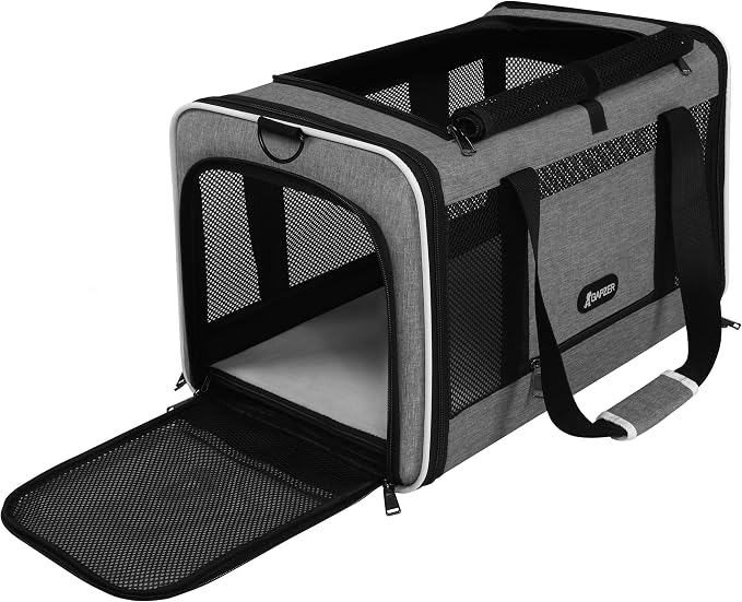 GAPZER Cat Carrier 18x11x11 Top Load, Soft-Sided Pet Travel Bag Over 15 lbs | Collapsible Small Dog Puppy Crate 10 Pound, Small Animal Rabbit Kennel Carrying Case, Kitten Mesh Cage Medium Cat Under 25 lb