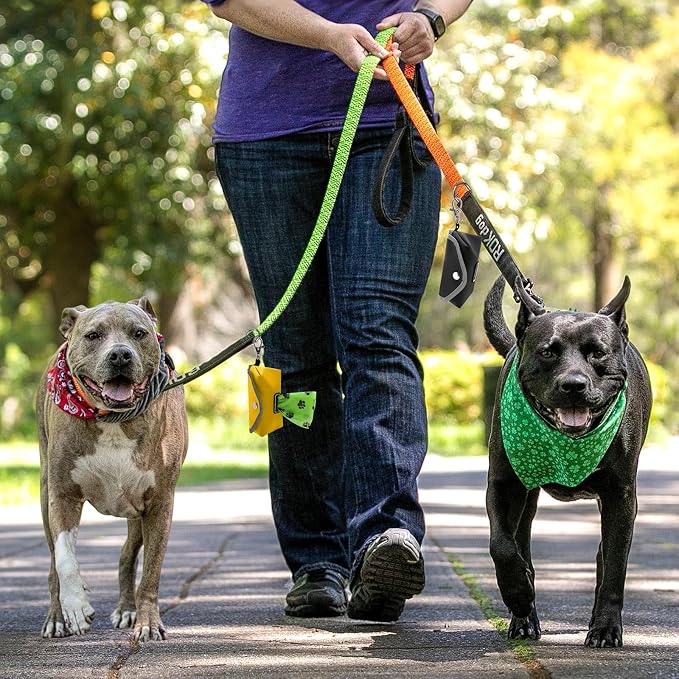 2 Pack Dog Poop Bag Holder, Lightweight Dog Waste Bag Dispenser for Easy Pull Out, Soft Pet Poop Bags Dispenser for Doggie Bag Holder for Leash (Black, Yellow, Without Bags)