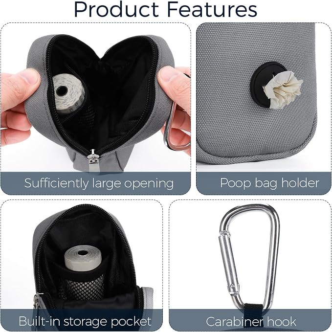 Dog Treat Pouch with Clip, Treat Pouches for Pet Training, Small Dog Treat Container Treat Bag for Leash, Waterproof Dog Treat Bag, Hands-free Training Pouch