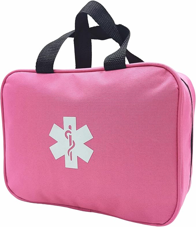 First Aid Bag Empty Emergency Medical Pouch First Responder Storage Compact Survival Medicine Bags for Sport Outdoors Car Office Pet Dog Cat (Pink QZ)