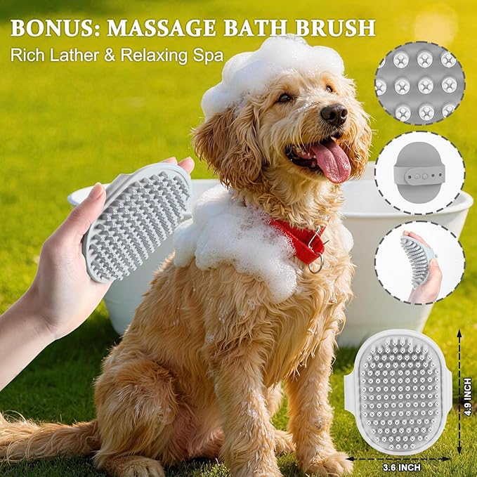 Large Slicker Brush for Dogs, 4-in-1 Extra Long Pins Dematting Dog Brush Grooming with Doodles Goldendoodles & Poodles, Deshedding Brush Set Cleaning Tool for Thick Double Coats,Black
