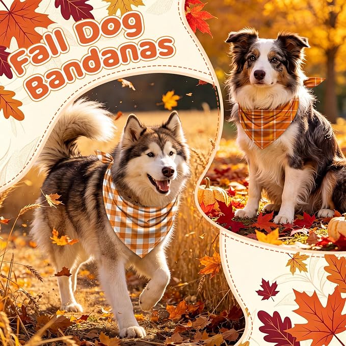 100 Pcs Fall Plaid Dog Bandanas Bulk Autumn Gingham Check Pattern | Triangle Kerchief Bibs Scarf Set for Pets Harvest Party Costume Photo Props Accessories, 25 Styles, 25.6 x 17.7 x 17.7 Inch
