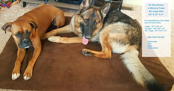 Pet Support Systems XL Orthopedic Memory Foam Dog Bed - 100% Made in USA - Luxury Washable Pet Bed - X-Large 40"x35"x4" (Blue Denim)
