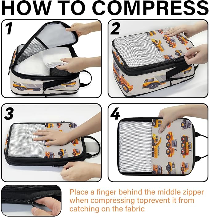 Car Compression Packing Cubes Truck 6 Set Travel Packing Cubes for Suitcases Lightweight Expandable Organizers