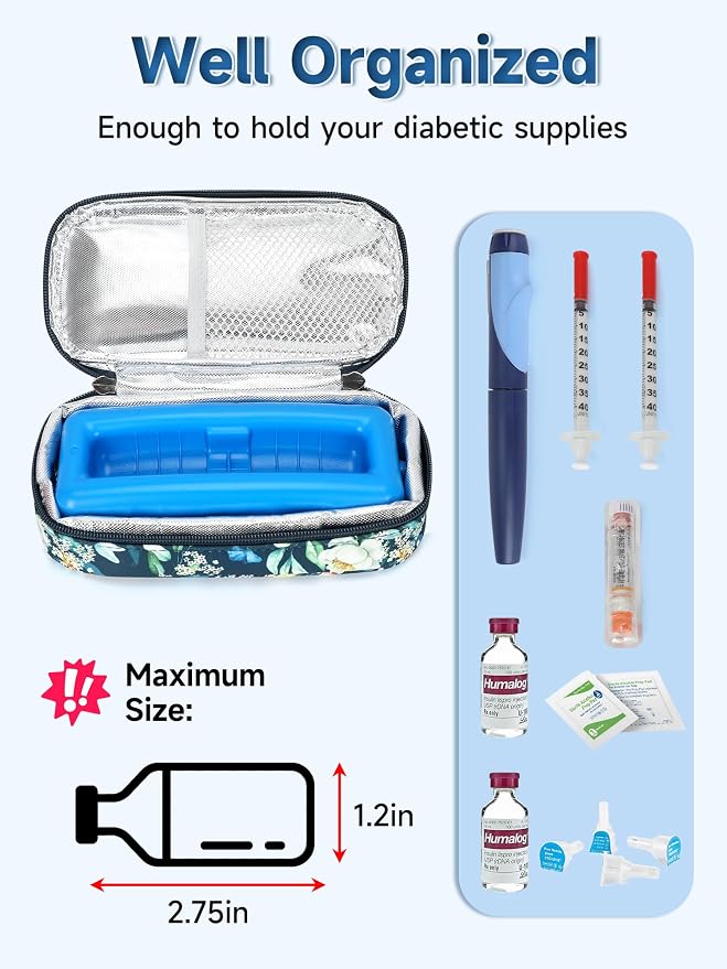 YOUSHARES Peptide Vials Cooler Travel Case - TSA Approved | Diabetic Insulin Vial Cooling Bag , Protective Ice Brick, Refrigerated Diabetes Supplies Organizer,GLP-1 Medication Storage